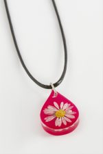 Papatya Oval Epoksi Kolye-Pembe - Görsel 2