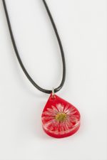 Papatya Oval Epoksi Kolye-Kırmızı - Görsel 2