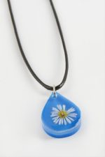 Papatya Oval Epoksi Kolye-Mavi - Görsel 2