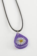 Papatya Oval Epoksi Kolye-Mor - Görsel 2