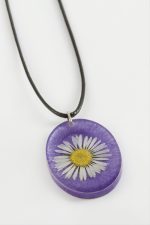 Papatya Oval Epoksi Kolye-Mor - Görsel 2