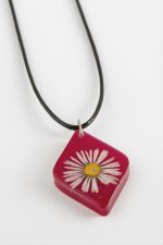 Papatya Köşeli Epoksi Kolye-Fuşya - Görsel 2