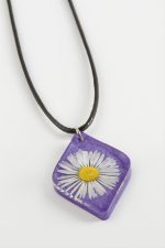Papatya Köşeli Epoksi Kolye-Mor - Görsel 2