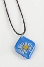 Papatya Köşeli Epoksi Kolye-Mavi - Görsel 2