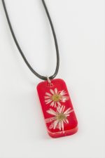 Papatya Dikdörtgen Epoksi Kolye-Kırmızı - Görsel 2
