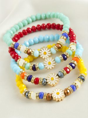 Papatya Kristal Trend Bileklik-Açık Mavi