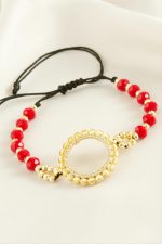 Çeyrek Altın Koyulabilir Kristal Taşlı Bileklik-Kırmızı - Görsel 2