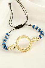 Çeyrek Altın Koyulabilir Kristal Taşlı Bileklik-Kırmızı