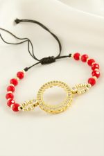 Çeyrek Altın Koyulabilir Kristal Taşlı Bileklik-Kırmızı - Görsel 2