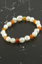 İnci Akik Doğaltaş Bileklik-Beyaz - Görsel 2