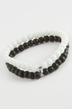 Siyah Beyaz Doğaltaş Bileklik 6 mm-Siyah - Görsel 2