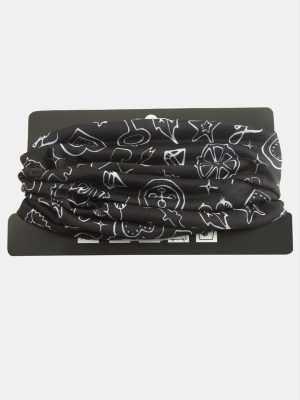 Karışık Desenli Baff Boyunluk-Siyah