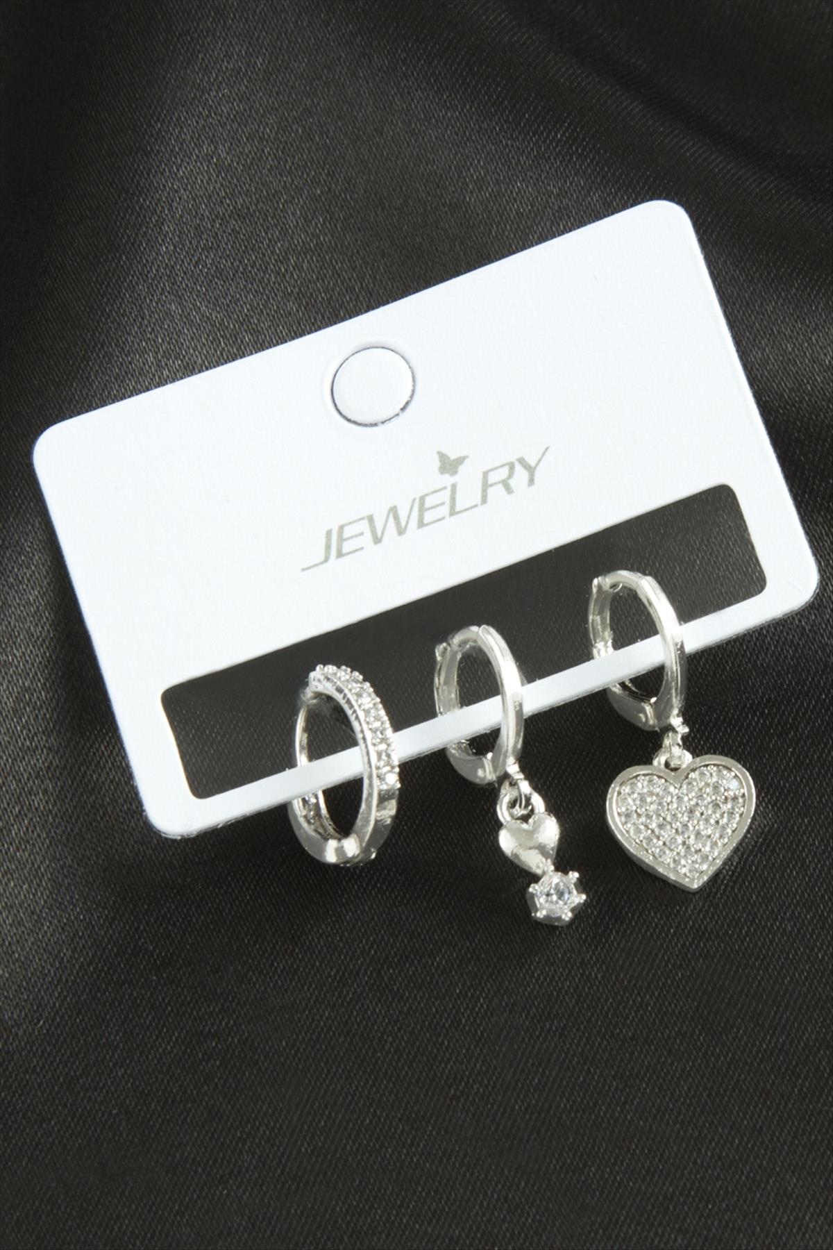 1206371_3-adet-kalp-zirkon-tasli-kupe-b7a7-.jpg 3 Adet Kalp Zirkon Taşlı Küpe-Gümüş Rengi - Görsel 2