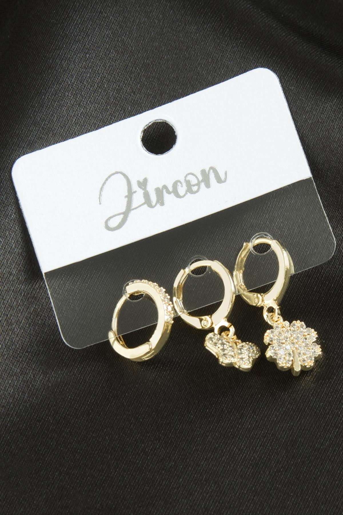 1206375_3-adet-kelebek-yonca-zirkon-tasli-kupe-0a-49a.jpg 3 Adet Kelebek Yonca Zirkon Taşlı Küpe-Gümüş Rengi - Görsel 1