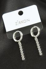 Çubuk Zirkon Taşlı Küpe-Sarı