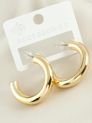 Boru Trend Halka Metal Küpe-Gümüş Rengi