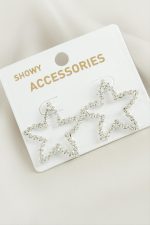 Yıldız Suyolu Taşlı Küpe-Gümüş Rengi - Görsel 2