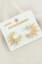 Güneş Trend Taşlı Metal Küpe-Gümüş Rengi