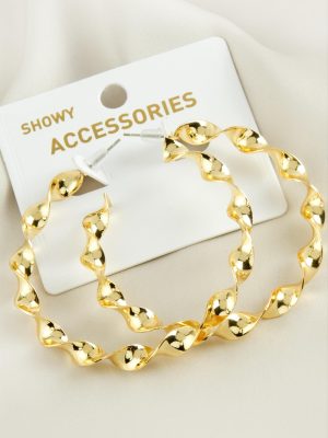 Burgulu Trend Metal Küpe-Sarı