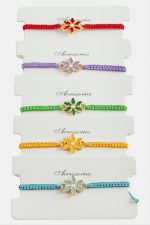 Papatya Makrome Örgülü Bileklik-Renkli