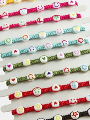 Emoji Makrome Örgülü Bileklik-Renkli