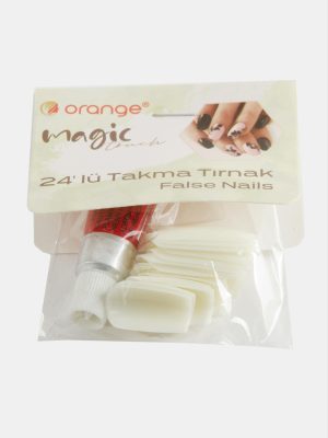 Krem Renkli Kartela Takma Tırnak 24 Adet-Krem
