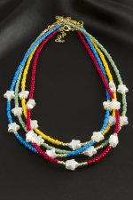 Yıldız İnci Kum Boncuk Kolye-Açık Mavi