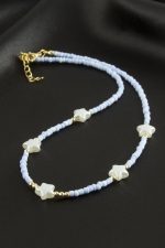 Yıldız İnci Kum Boncuk Kolye-Açık Mavi - Görsel 2