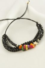 3lü Kırık Doğaltaş Kristal Zincirli Bileklik-Renkli - Görsel 2