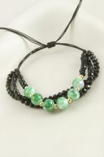 3lü Kristal Boncuk Zincirli Bileklik-Yeşil - Görsel 2