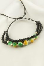 3lü Kristal Boncuk Zincirli Bileklik-Kırmızı