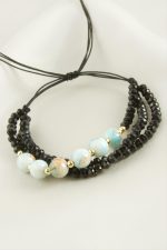 3lü Kristal Boncuk Zincirli Bileklik-Açık Mavi - Görsel 2