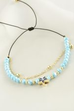 Deniz Yıldızı Kristal Zincirli Bileklik-Bordo