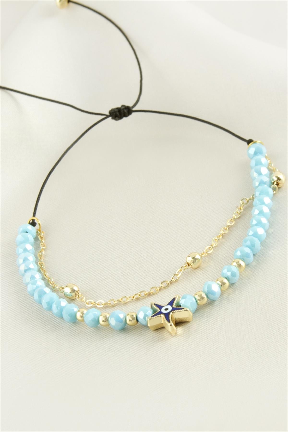 1206562_deniz-yildizi-kristal-zincirli-bilekli-ba91-.jpg Deniz Yıldızı Kristal Zincirli Bileklik-Bordo - Görsel 1