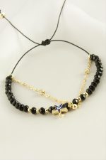 Deniz Yıldızı Kristal Zincirli Bileklik-Siyah - Görsel 2