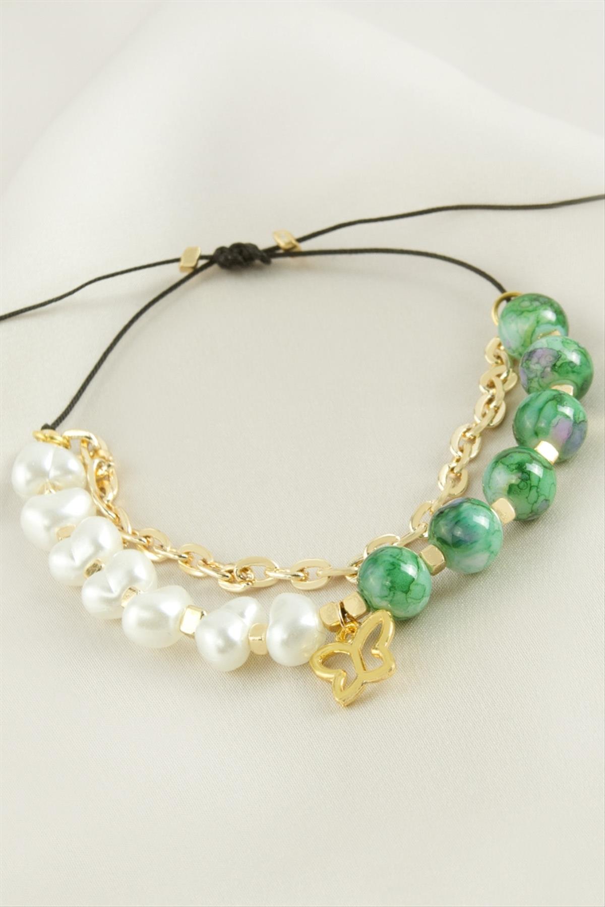 1206565_kelebek-inci-boncuk-zincirli-bileklik-a3aa-.jpg Kelebek İnci Boncuk Zincirli Bileklik-Sarı - Görsel 1