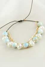 İnci Boncuk Zincirli Bileklik-Açık Mavi - Görsel 2