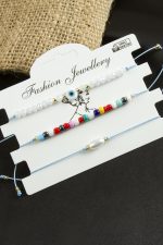 3 Adet Nazar Kristal Kum Boncuk Bileklik-Mavi - Görsel 3