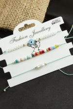 3 Adet Nazar Kristal Kum Boncuk Bileklik-Su Yeşili - Görsel 3