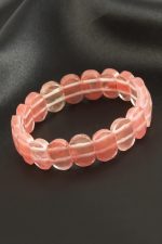 Oval Kesim Pembe Kuvars Doğaltaşlı Bileklik-Pembe - Görsel 2