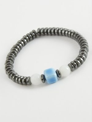 Cam - Hematit Doğaltaş Bileklik-Antrasit