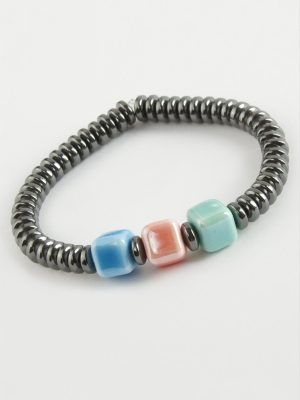 Cam - Hematit Doğaltaş Bileklik-Antrasit