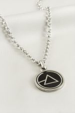 Üçgen Erkek Kolye-Gümüş Rengi - Görsel 2