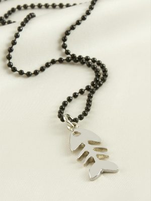 Kılçık Top Zincirli Erkek Kolye-Siyah