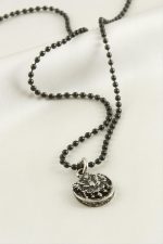 Osmanlı Bayrağı Top Zincirli Erkek Kolye-Siyah