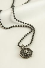 Aslan Top Zincirli Erkek Kolye-Siyah