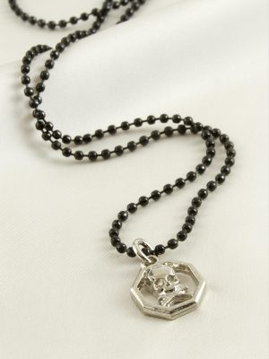 Kuru Kafa Top Zincirli Erkek Kolye-Siyah