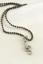 Çapa Top Zincirli Erkek Kolye-Siyah