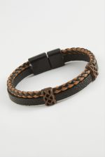 Mıknatıslı Orjinal Deri Bileklik-Kahverengi - Görsel 2