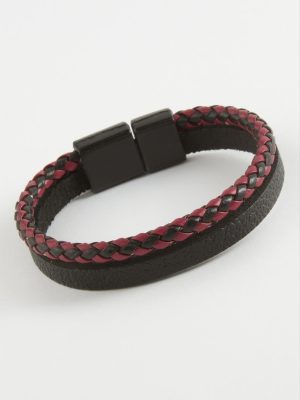 Mıknatıslı Orjinal Deri Bileklik-Siyah